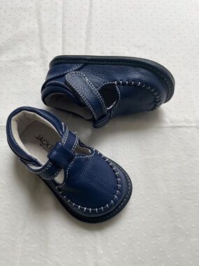 Jack & Lily Navy Blue Leather Baby Moccasins Size 18-24M